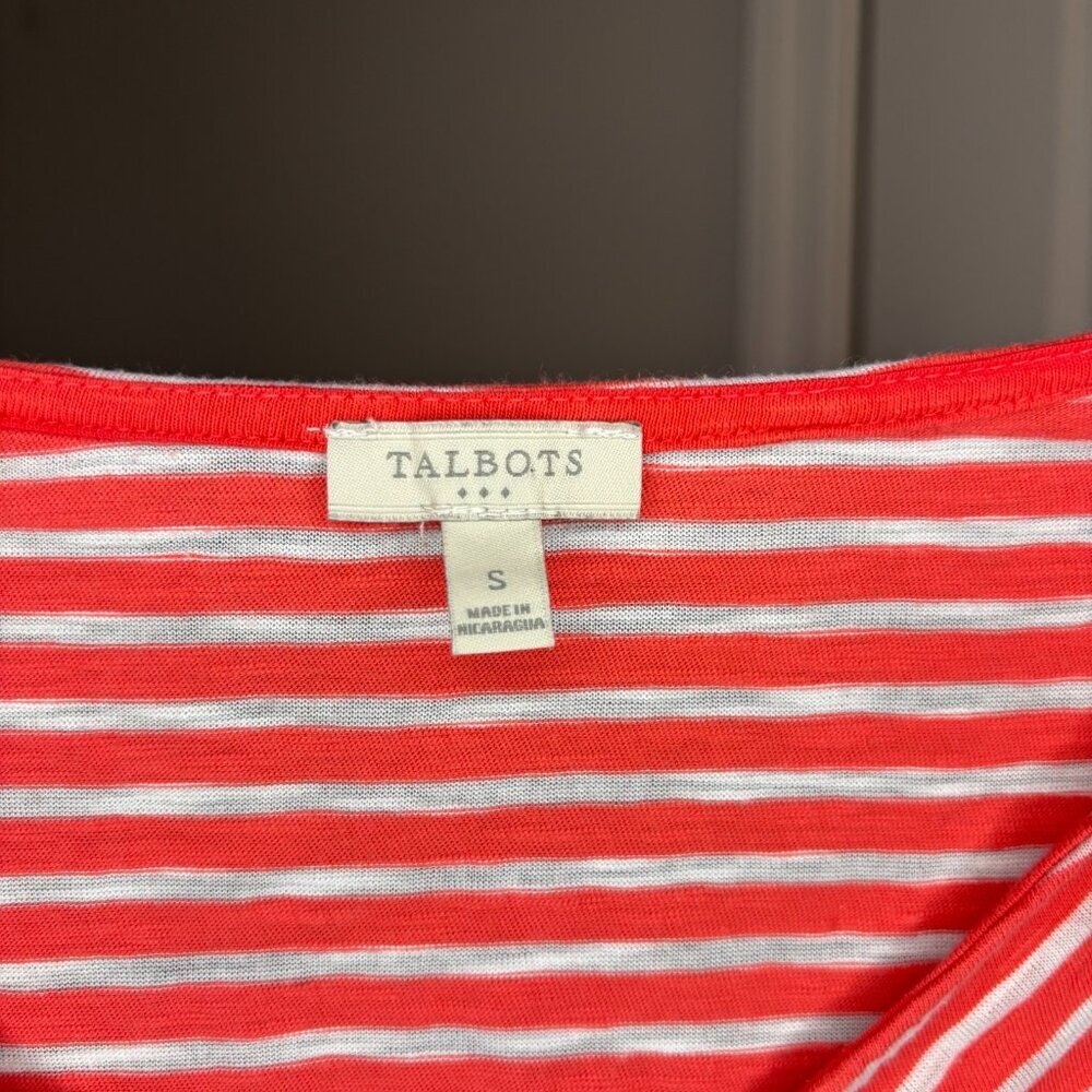 TALBOTS V-Neck Striped Tunic Womens S Coral White Sleeveless Stretch Summer - Picture 5 of 5